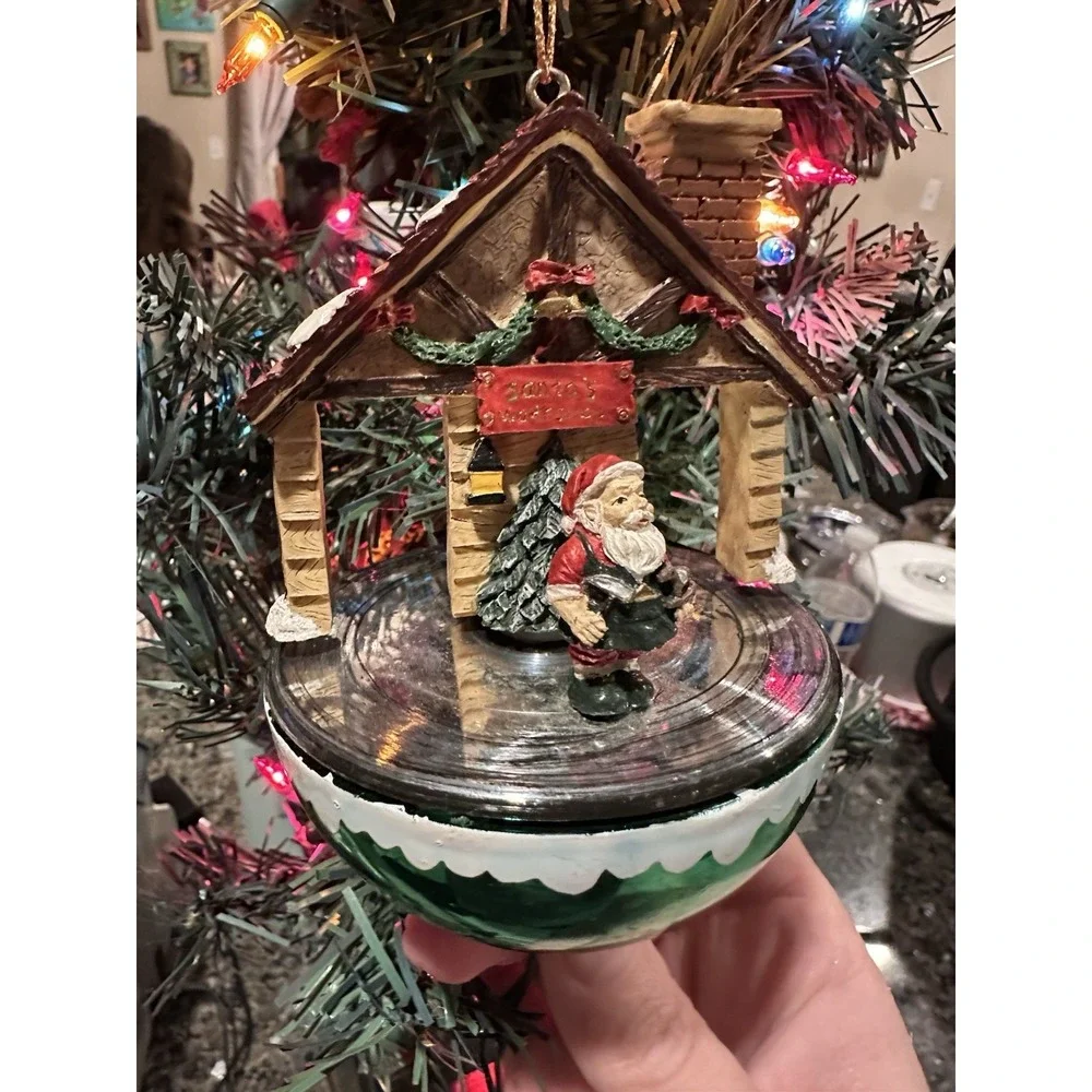 Eluceo In Motion Santa's Workshop Christmas Ornament Animated Vintage Light Plug